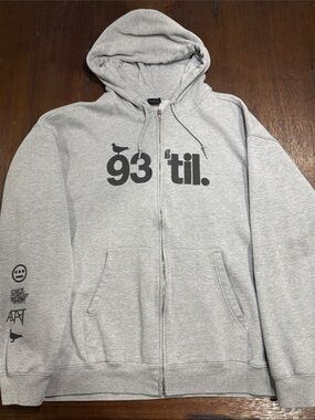 Adapt '93 Til' Souls of Mischief Gray Graphic Zip Up Sweatshirt Hoodie XL